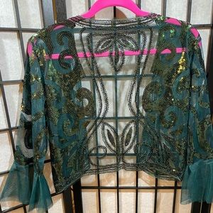 Bolero top. Green/gold